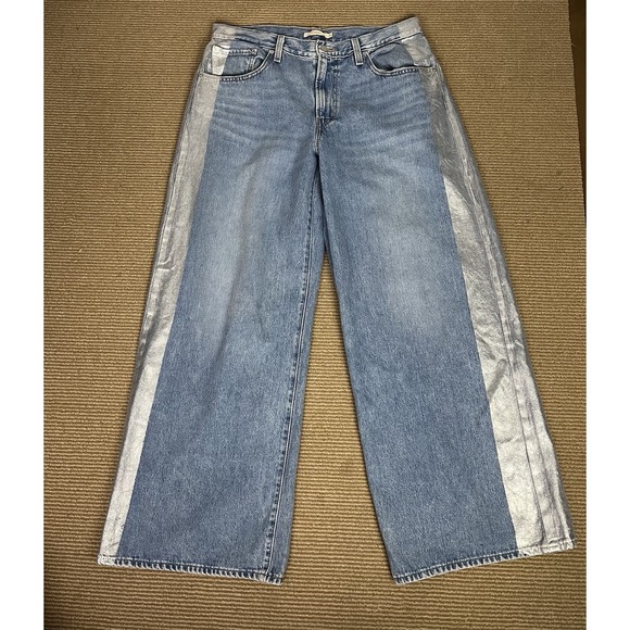Levi's Denim - Levi's Premium XL Straight Women's 31 Blue Jeans Silver Metallic Stripe
